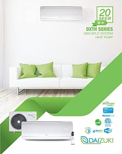 Daizuki White Ductless MiniSplit CA System com tecnologia de inversor, bomba de calor 18.000 BTU/HR, 220V/60Hz, PréCarged,