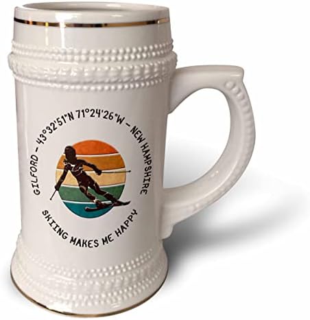 3drose Gilford, New Hampshire. Esquiador de mulher em branco. Ladeira abaixo. - 22 onças de caneca