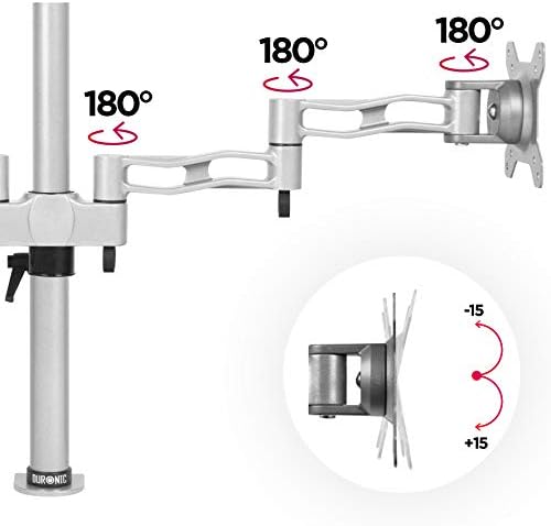 DURONIC MONITOR ARM STAND DM352 SR | Montagem dupla na mesa do PC | Alumínio | Altura ajustável | Para duas telas LCD de 13-27