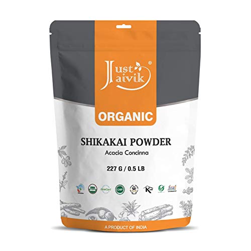 Just Jaivik orgânico Shikakai Powder - Certificado Organic by OneCert Asia, 227 gms / 1/2 lb libra / 08 oz - Acacia