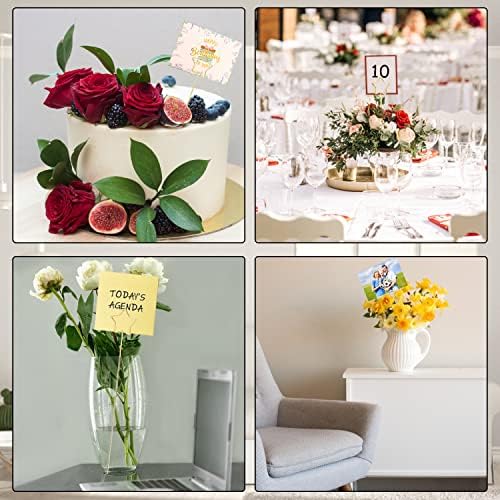 Kimober 30pcs Metal Floral Place Card Titular, 13,4 polegadas de picks de flores douradas picks foto clipes de me memorando