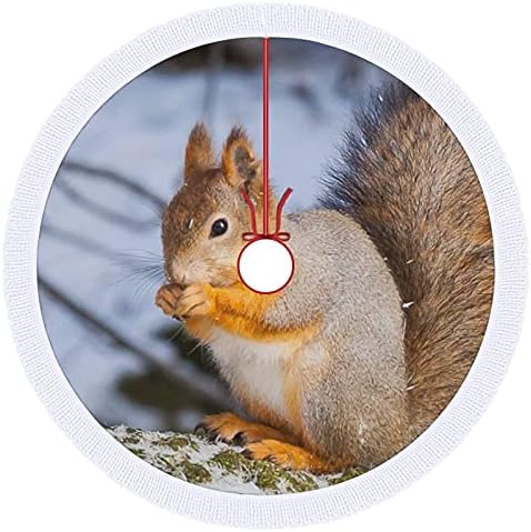 Gluttonous Squirrel Christmas Tree Shairts Mat com franjas para decorações de festas de férias de Halloween Farmhouse 48