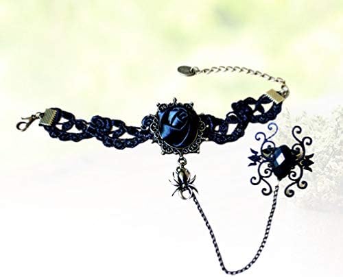 Holibanna toca Black Halloween Lace Slave Bracelet Ring Ring Bracelets de renda gótica para figurinos vitorianos do Halloween