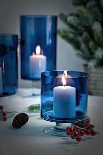 Conjunto de velas de vidro transparente azul de 3 porta -velas de furacão de vidro, vasos de flores, perfeitos para peças centrais