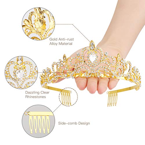 Makone Crystal Queen coroas e tiaras com faixa de cabeça para mulheres e meninas, princesa coroas acessórios de cabelo para casamento