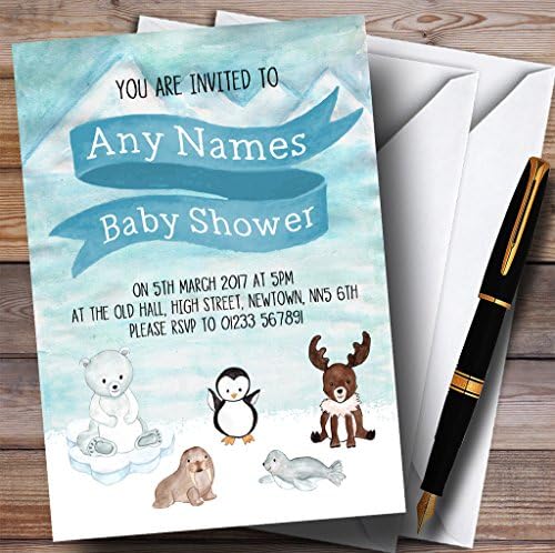 O card zoo polar gelo animais convites convites para chá de bebê