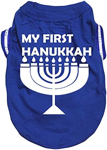 Petitebella minha primeira camisa de cachorro de candelabra de Hanukkah
