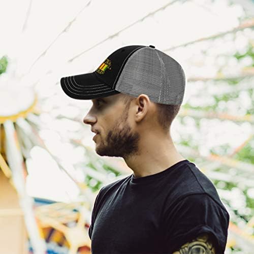 Richardson Trucker Mesh Hat Hat Vietnã Veterano Um Bordado Codsel de Cotton Dad para homens e mulheres Snapback Black Charcoal