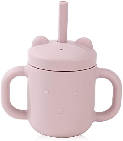 Copo com canudinho de silicone, 6 meses +, copo de palha fácil de limpar para bebês para bebês, copo de bpa de treinador, uso seguro