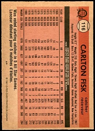 1981 O-Pee-Chee 116 Carlton Fisk Chicago White Sox VG/Ex White Sox