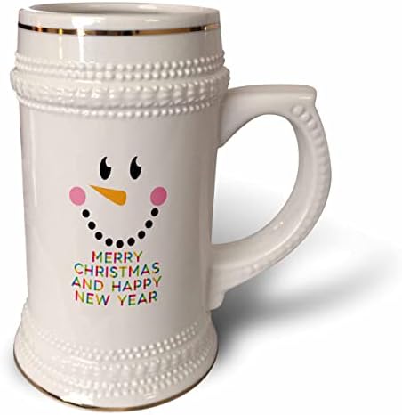 3drose sorrindo boneco de neve. Texto elegante Feliz Natal e feliz. - 22 onças de caneca