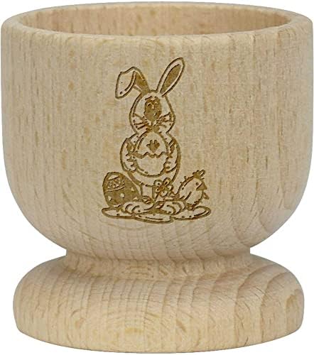 Azeeda 'Easter Bunny & Chicks' Wooden Egg Cup