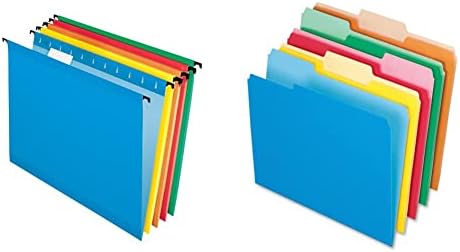 PENDAFLEX SUREHOOK Pastas de suspensão reforçada, tamanho da letra, cores variadas, 20 por caixa e pastas de arquivo colorido
