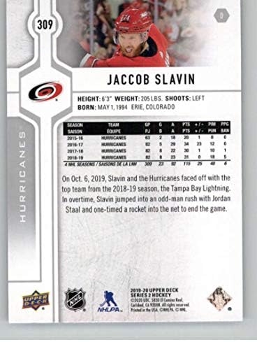 2019-20 Deck superior 309 Jaccob Slavin Carolina Hurricanes Series 2 NHL Hockey Trading Card