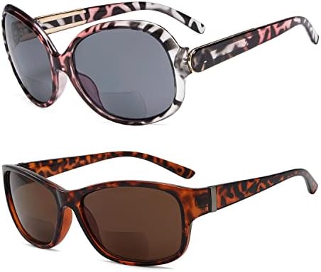 Econodykepper economiza 10% em 2 pacote bifocal Óculos de sol Leitores de sol Fashion Moda Oversize rosa Tortografia +3,00