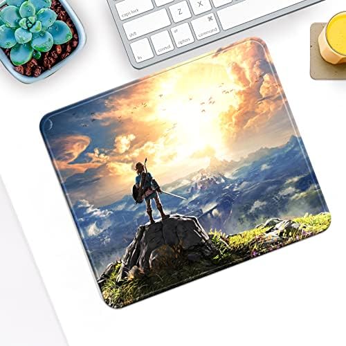 Ybhntz Zelda Gaming Mouse Pad, mousepad pequeno, base de borracha sem deslizamento e manta de mesa de bordas costuradas