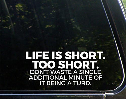 A vida é curta. Muito curto. Não desperdice um único minuto adicional de ser um adesivo de decalque de cocô - 8-3/4