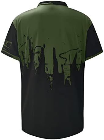 Frostluinai Camiseta masculina Hip Hop tie-dye impressão de verão Casual de manga curta zíper V camisetas de colarinho de colarinho