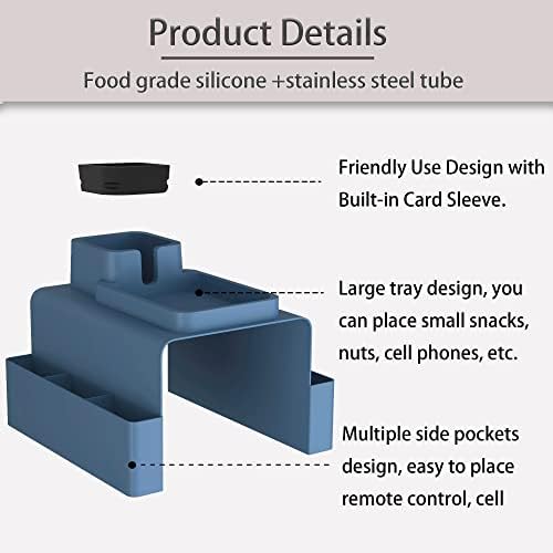 Suporte de copo de sofá, anti-derramamento de silicone e bandeja de apoio de braço anti-deslizamento com caixa de armazenamento