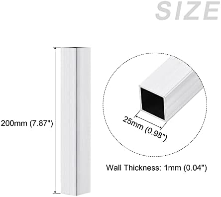 Metallixity Square Aluminium Tube 3pcs, tubulação de alumínio 6063 - para móveis para casa, máquinas