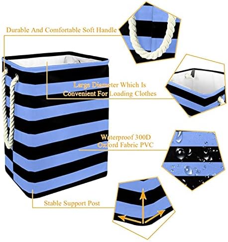 Indicultor preto Black Dark Stripe Pattern grande cesto de roupa de roupa grande e impermeável Roupas cesto para roupas para o organizador