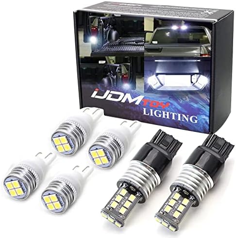 ijdmtoy completo 6pcs super brilhante xenônio Branco LED Placa LED, backup e kit de luzes de carga de alta montagem compatível