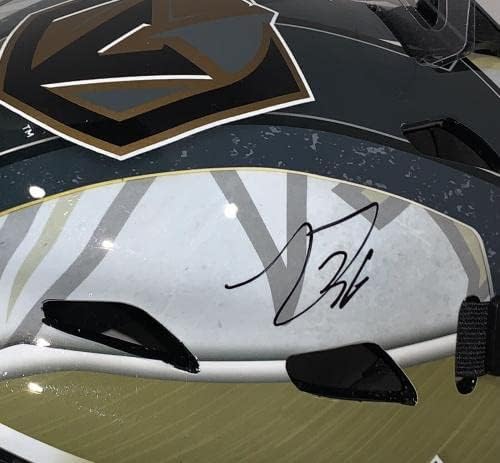 Logan Thompson assinou o tamanho completo de Las Vegas Golden Knights Máscara JSA COA - Capacetes e máscaras autografadas