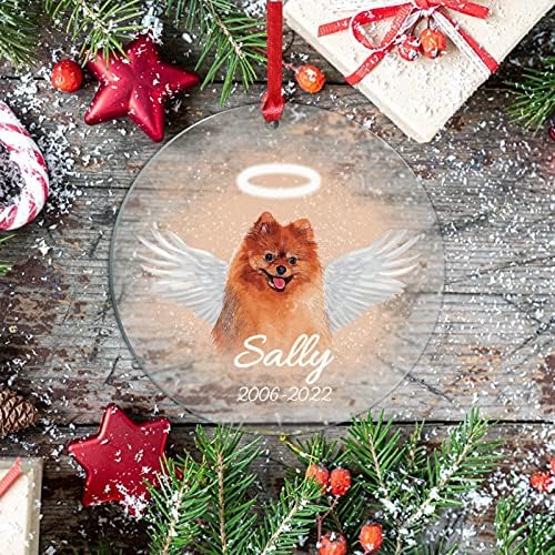 Pomeraniano com Wings Dog in Heaven Acrylic Ornament Natal Mummake 3in Ornamentos de Natal para Crianças Memorial Personalizado