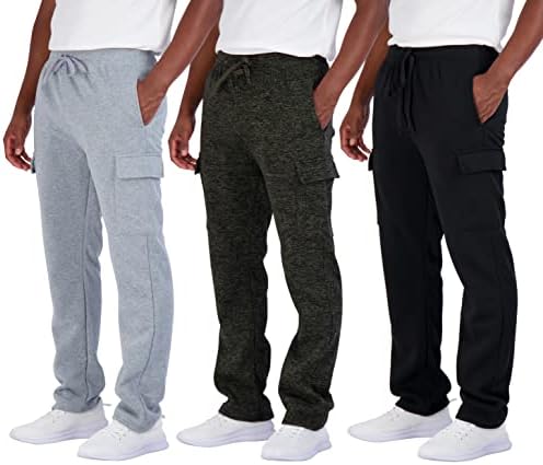 3 pacote: lã de tecnologia masculina ativa atlética Casual Casual Bottom calça de moletom com bolsos