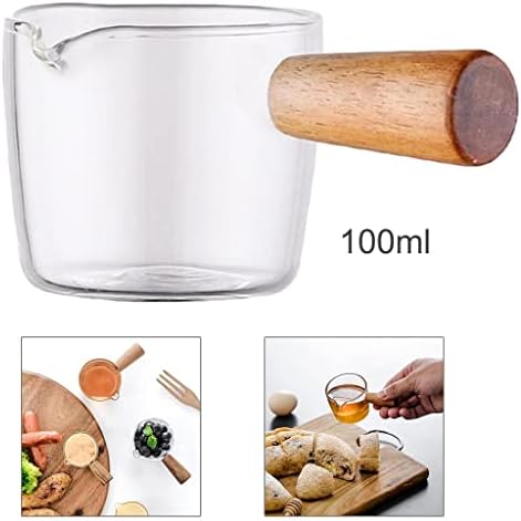TWDYC Mini High Borossilicate Glass Milk Pot com madeira alça de alimento
