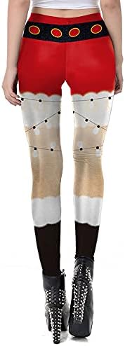 Calças de floco de neve feminino de Natal correndo perneiras Santa Pilates, calças de boneco de neve, calças de ioga calças