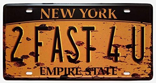 ERLOOD NEW YORK 2FAST4U, Empire State, Estados Unidos, Retro Vintage Auto Placa Auto Placa Lata Lata Letregada TAG TAMANHO