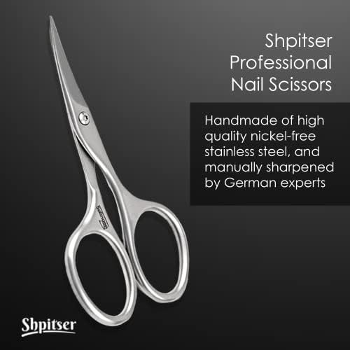 Manicure Shpitser e Pedicure Scissors para os dedos e unhas, aço inoxidável alemão, feito à mão em Solingen Alemanha, Case de