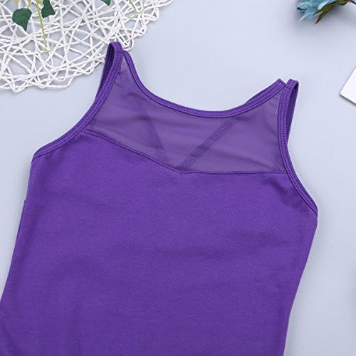 Tiaobug Kids Girls Mesh Mesh Tank Ballet Letard Jumpsuit de uma peça de ginástica sem mangas Roda de ginástica Roda Top Roupfits