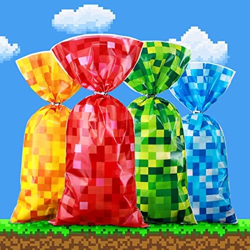 120 peças Pixel Party Favor Bags Pixel Treat Bags Pixel Goody Bags com Twist lances Pixel Candy Bags Game Party Gift