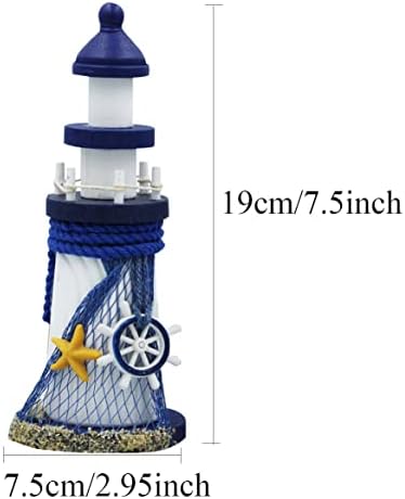 Decoração de farol de madeira Wisonique, 2 pacote de 2,5 polegadas de farol náutico decorativo, decoração de farol com tema