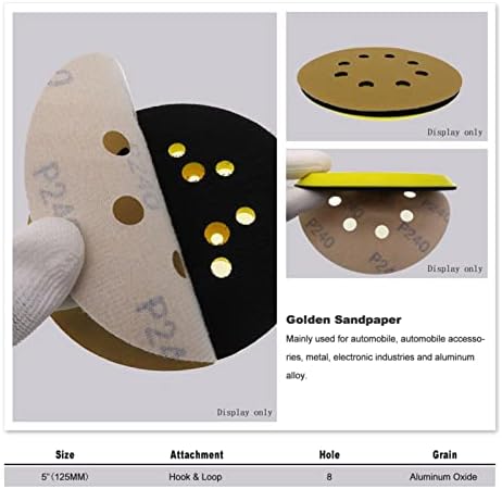 Lixa abrasiva Zsblxhhjd de 5 125mm de 8 orifícios molhados e seco 60 a 1000 gancho de areia e lixamento
