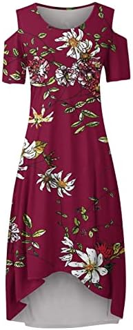 Mulheres plus size midi vestido comprido ombro frio manga curta o pescoço estampa floral alto baixo vestido de maternidade casual