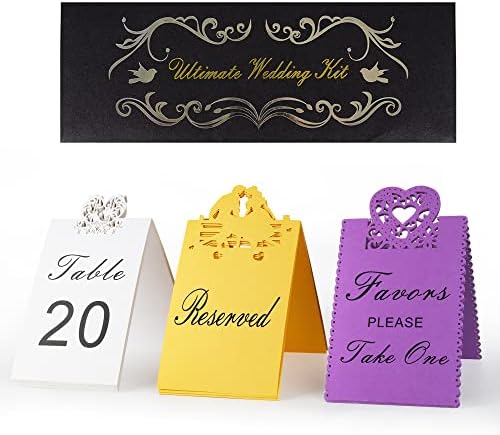 Mesa de casamento de luxo Cartões de lugar- 1-20 Números de mesa de casamento, 4 placas de mesa de casamento e 5 cartões reservados-