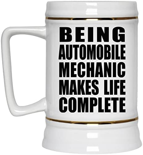 Designsify Ser Mechanic Automobile Torne a vida completa, 22 onças de cerveja caneca de tanque de cerâmica com alça