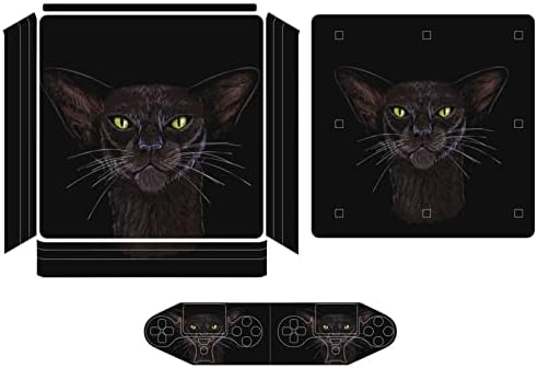 Adesivo de adesivo de face de gato preto adesivo de protetor de pele para ps4 pro/ps4 controlador slim