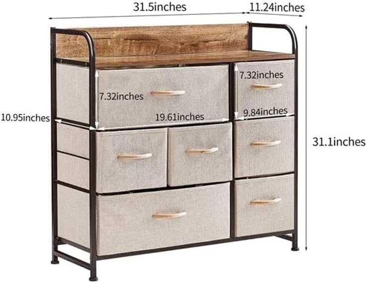 Quul 7 gaveta Armário de organizador de tecido não tecido para torre de armazenamento da sala de estar para armários