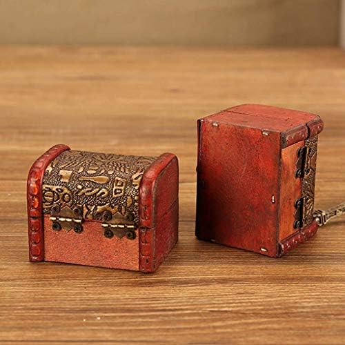 Voyoao Jewelry Box Small Wood Vintage com Mini Metal Lock Lock European Retro Jewelry Organizer L 8 x 6,5 x 6cm