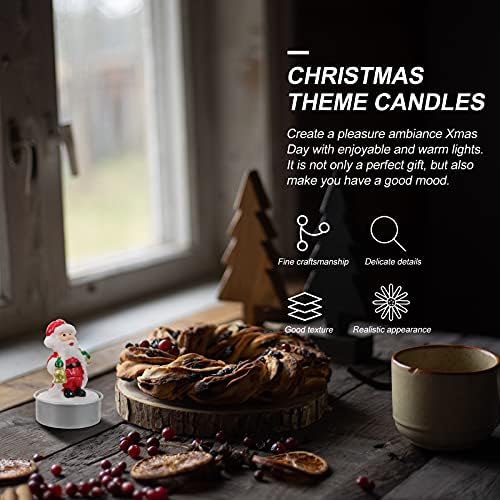 Decoração de Natal de Galpada 4pcs Xmas Adorável Velas Decorativas Sem Floras Ornamentos de Velas Presentes