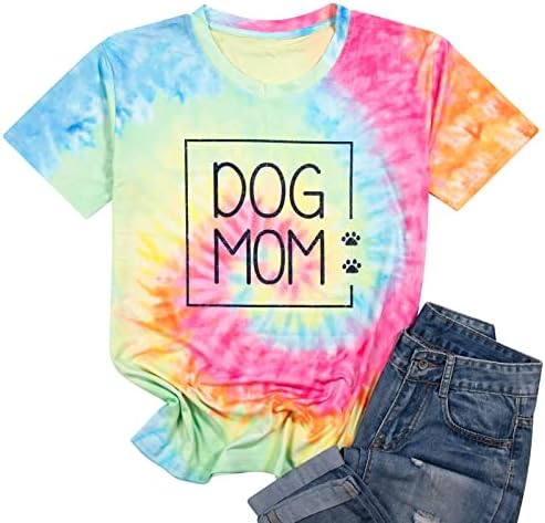 Camisetas para mamãe para cães para mulheres engraçadas pata de cachorro impressão gráfica de manga curta o pescoço