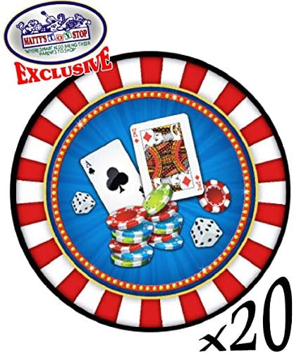 Deluxe Casino Night Festes Theme Supplies para 20 pessoas, inclui 20 pratos grandes, 20 pratos pequenos, 20 guardanapos,