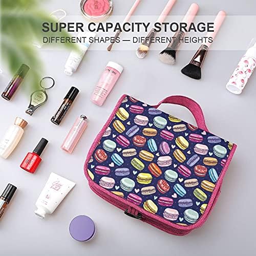 Macarons coloridos Bolsa de higiene pessoal com gancho suspenso Organizador de sacola cosmética para viagens para o banheiro