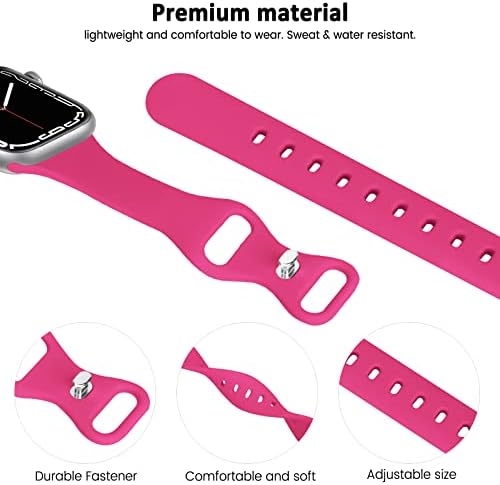 AirProce 6 Bands de embalagem compatíveis com Apple Watch Slim Skinny Fin Band 38mm 40mm 41mm 42mm 44mm 45mm 49mm, Soft Silicone