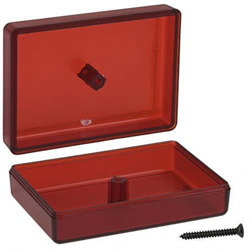 Gabinete de plástico ABS C6, 2,26 Comprimento x 1,61 Largura x 3/4 de altura, vermelho translúcido