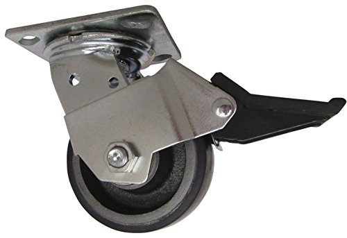 RWM Casters-46-UIR-0420-S-ICWB 46 Série Plate Caster, giro com freio de contato da face instalável, uretano na roda de ferro, rolamento